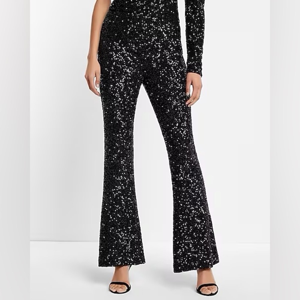 Flare super high rise sequin pants